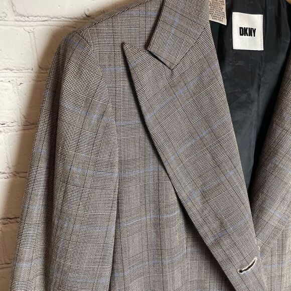 DKNY Double -Breasted Blazer Gray/Brown Wool Size 10 - Picture 3 of 14